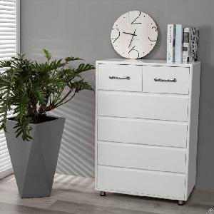 Tall Dresser 6 Drawer Chest Modern White / Grey Dresser Wood Chest Of Drawer Buffet Sideboard