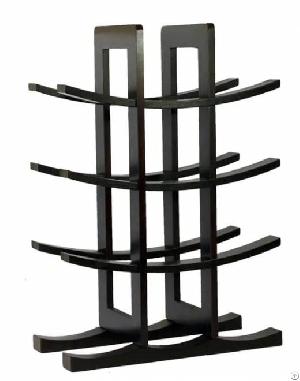 Ancient Chinese Shaped Wooden Wine Rack For 9, Coffee Color