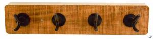 Wooden Metal Wall Hooks 4 Hooks Brown Backboard