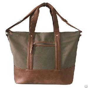Canvas With Leather Bottom Duffle Bag