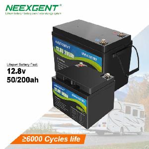 neexgent lithium ion battery 12 8v 50ah 100ah 200ah deep cycle lifepo4 pack 12v