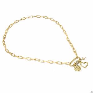 carabiner gold chian necklace
