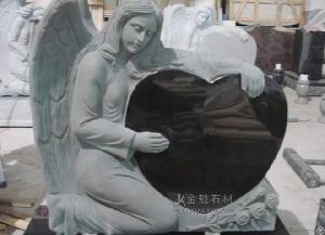 Angel Heart Kneeling Granite Tombstone European Style Made By Nature Stone