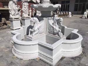 Customized White Marble Pegasus Fountain