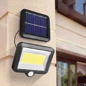 cob led solar wall light pir motion sensor floodlight waterproof outdoor garden lamp dco