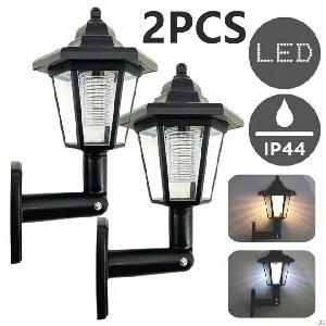 solar light outdoor led sconce retro wall lamp lantern garden decor waterproof landscape