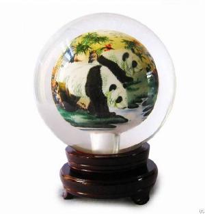 China Inside Painted Crystal Ball, Panda Crystal Balls