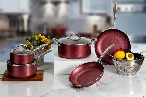 Pressed Aluminum Cookware With Metallic Paint Exterior Innerwell