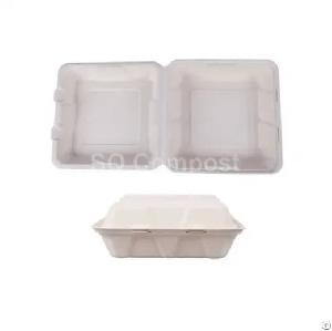 Bagasse Tableware Clamshell Boxes With Single Compartment