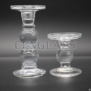 dual glass tapper candle holder