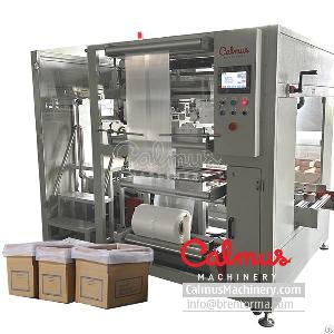 poly bag inserter machine placing liners cases