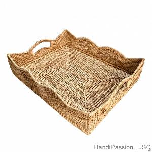 technique square rattan serving storage tray wave edge cutout handles vietnam hp t027