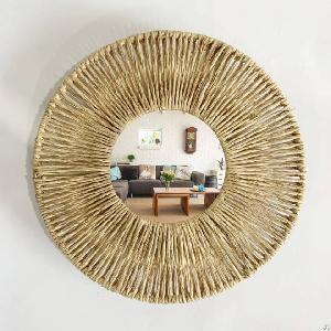 jute frame mirror home decor wall