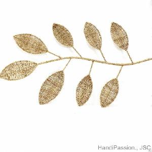 Jute Leaf Branch Wall Decoration Decor Wall Art Manufactured In Vietnam