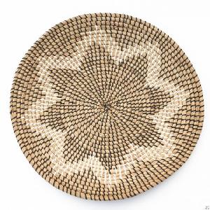 Patterned Seagrass Woven Basket Wall Decor Wall Art Made In Vietnam Hp Wd005