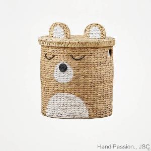 Water Hyacinth Bear Shaped Woven Basket Laundry Storage Vietnam Handicraft Manufacturer Hp B070