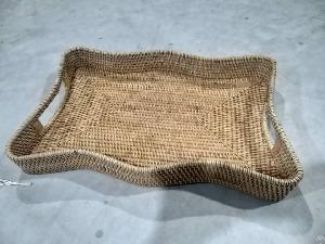 Zig Zag Rattan Woven Serving Storage Tray Made In Vietnam Hp B058