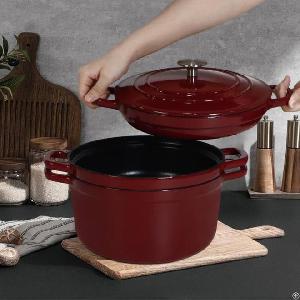 4 enameled cast iron stackable cookware