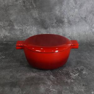 Wholesale Enamel Cast Iron Double Dutch Oven With Fry Pan Lid