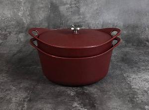 Bulk Enameled 2 Piece Cast Iron Stack Pots Set With Removable Handle