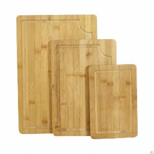 Custom Reversible 3 Pack Bamboo Cutting Board With Deep Groove
