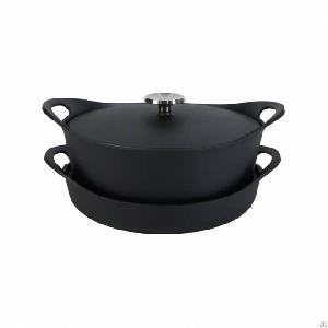 Wholesale Custom Stackable Cast Iron Bbq Cooking Set With Detachable Handles