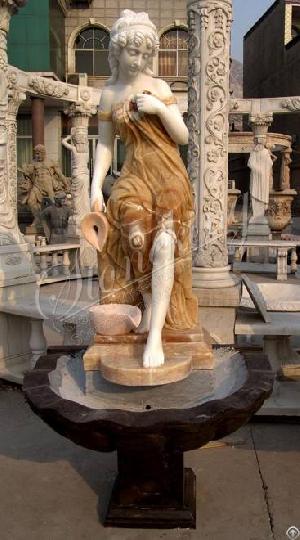 Factory Price Hand Carved Marble Woman Statue Water Fountain For Outdoor Landscaping Or Indoor Decor