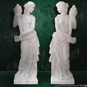 Outdoor Beautiful Life Size White Marble Greek Female Woman Statues For Garden And Home Decor