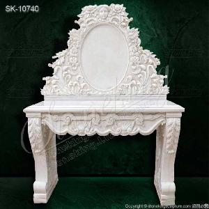 Factory Supply Gorgeous White Marble Sink Vanity With Pedestals For Bathroom For Sale