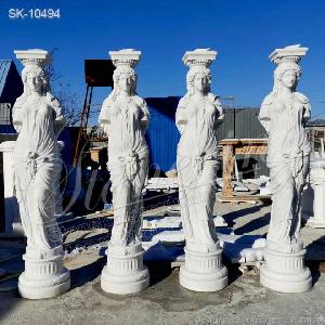 Factory Supply White Marble Greek Female Statue Caryatid Column Pillars For Sale