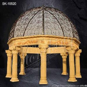 Large Yellow Marble Outdoor Wedding Gazebo With Columns For Home And Garden Decor For Sale