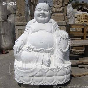 hand carved marble fat laughing buddha statue home decor