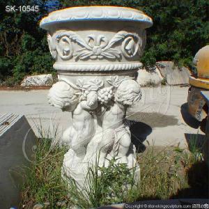 hand carved marble planter flower pot outdoor garden home decor