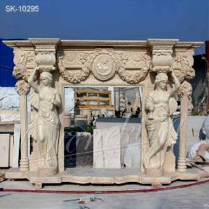 luxury stone marble fireplace mantels woman sculptures home decor