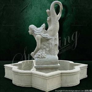 Outdoor Garden Beautiful Stone Marble Mermaid Water Fountain For Outdoor Landscaping For Sale