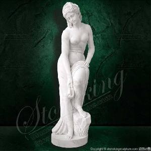 Sales Hand Carved White Marble Greek Goddess Venus Bathing Statue For Garden And Home Decor