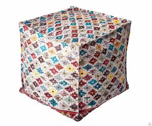 cube ottoman pouf polyester chenille digital printed