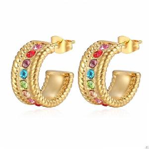 Modelife-18k Gold Plated Hoop Earrings