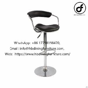 Black Metal Backrest Pu Swivel Leather Bar Chair