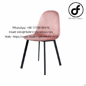 Black Metal Leg Upholstered Simple Dining Chair