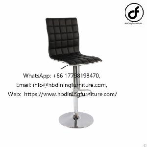 Black Plaid Pu Seat Swivel Leather Bar Chair