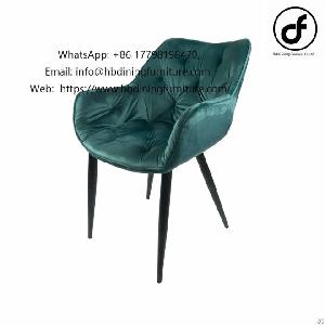 Diamond Pattern Backrest Velvet Dining Chair