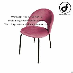 Metal Hollow Back Velvet Dining Chair