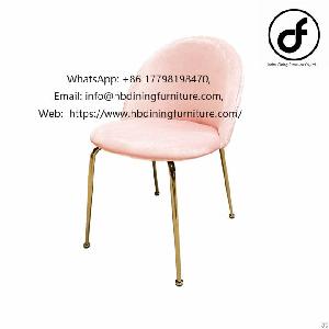 Pink Metal Leg Velvet Dining Chair