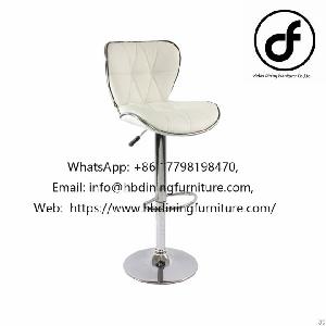 White Seat Swivel Leather Bar Chair