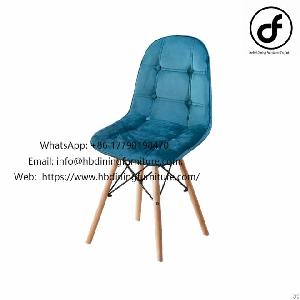 wooden leg velvet dining chair