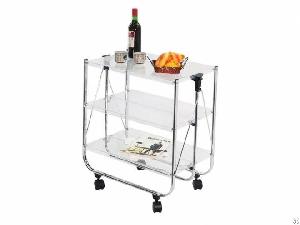 Acrylic Board Three Tier Foldable Trolley