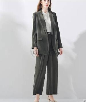 Silk Blazer And Pants Set