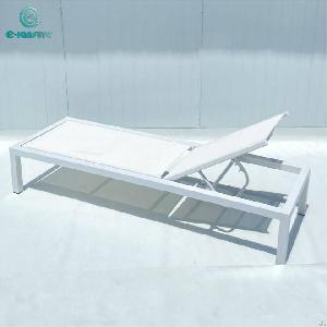 Aluminium And Textilene Waterproof And Durable White Sun Loungers