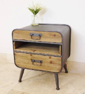 industrial side teak table